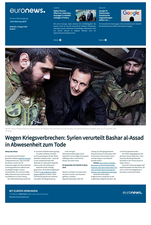 Prima pagina EuroNews (German) di oggi - Quotidiano estero