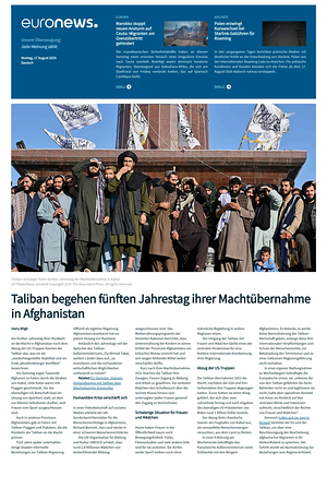 Prima pagina EuroNews (German) di oggi - Quotidiano estero