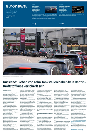 Prima pagina EuroNews (German) di oggi - Quotidiano estero
