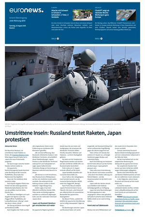 Prima pagina EuroNews (German) di oggi - Quotidiano estero