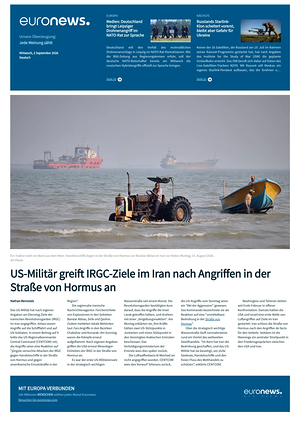 Prima pagina EuroNews (German) di oggi - Quotidiano estero