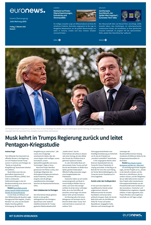 Prima pagina EuroNews (German) di oggi - Quotidiano estero