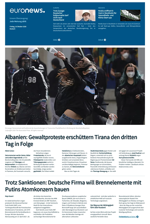 Prima pagina EuroNews (German) di oggi - Quotidiano estero