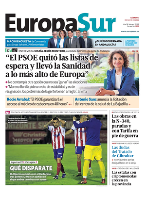 Portada Europa Sur de hoy - Periódico regional