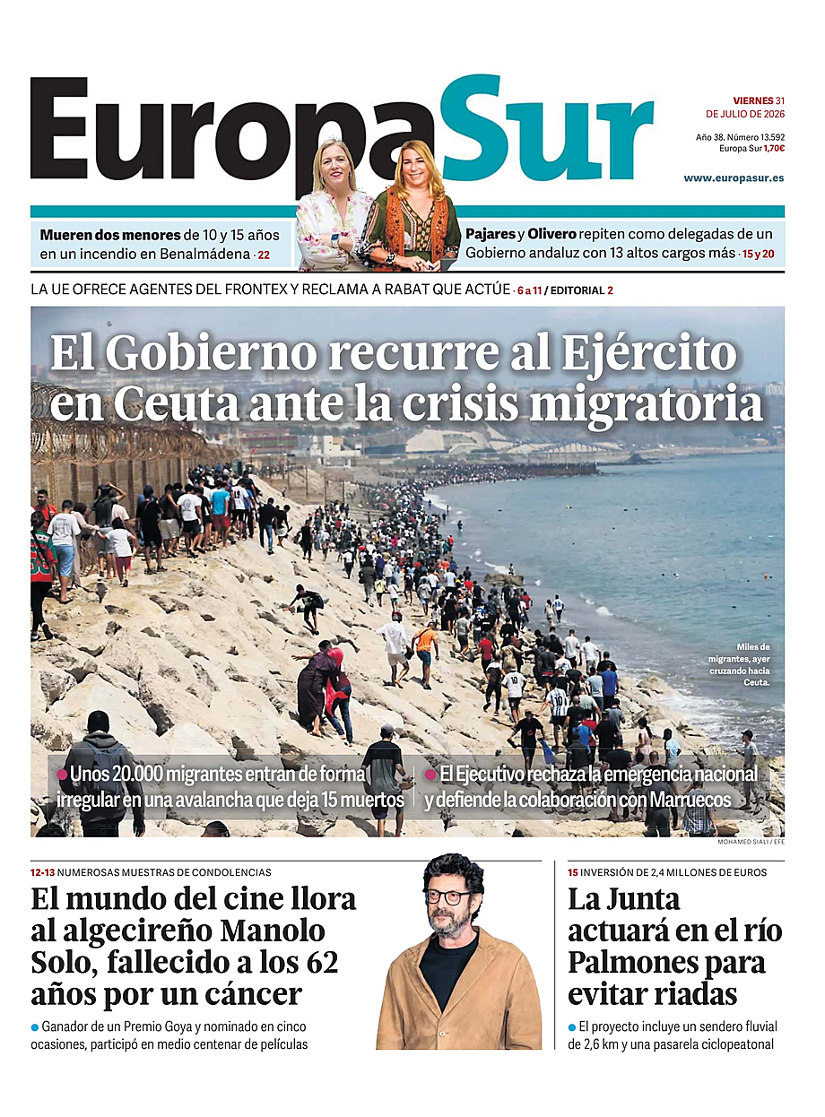 Portada Europa Sur de hoy - Quiosco 31 julio 2026
