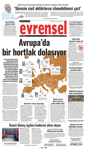 Bugünkü Evrensel manşeti ve ilk sayfası - ulusal gazetesi