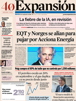 Prima pagina Expansión di oggi - Quotidiano economía