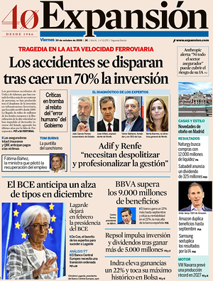 Prima pagina Expansión di oggi - Quotidiano economía