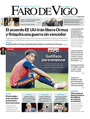 Prima pagina Faro de Vigo di oggi - Quotidiano regional