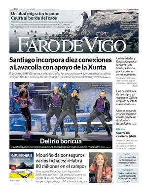 Prima pagina Faro de Vigo di oggi - Quotidiano regional