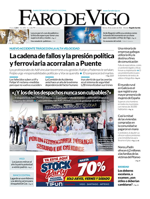 Prima pagina Faro de Vigo di oggi - Quotidiano regional