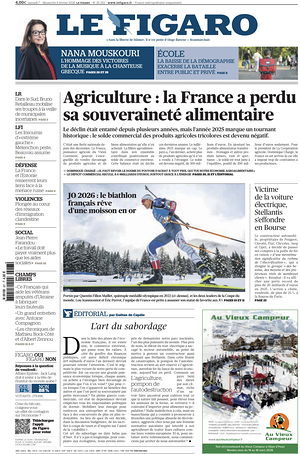 Prima pagina Le Figaro di oggi - Quotidiano estero