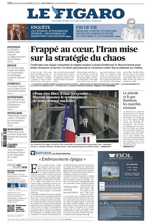 Prima pagina Le Figaro di oggi - Quotidiano estero
