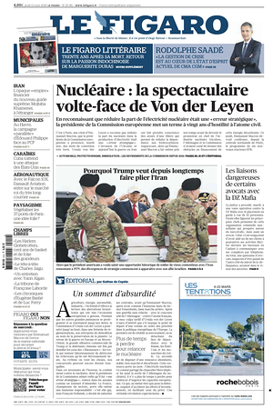 Prima pagina Le Figaro di oggi - Quotidiano estero
