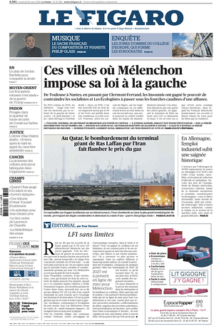 Prima pagina Le Figaro di oggi - Quotidiano estero