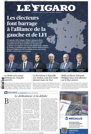 Prima pagina Le Figaro di oggi - Quotidiano estero