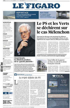 Prima pagina Le Figaro di oggi - Quotidiano estero