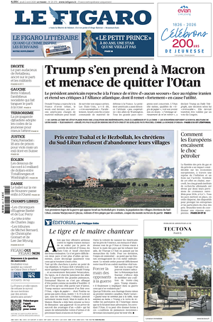 Prima pagina Le Figaro di oggi - Quotidiano estero