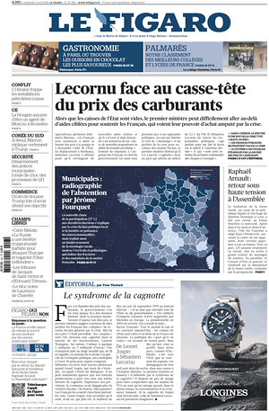 Prima pagina Le Figaro di oggi - Quotidiano estero