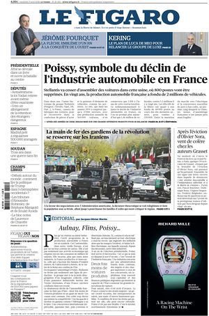 Prima pagina Le Figaro di oggi - Quotidiano estero