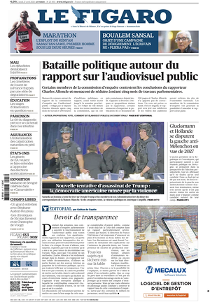 Prima pagina Le Figaro di oggi - Quotidiano estero
