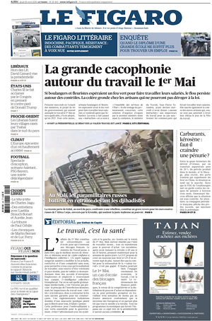 Prima pagina Le Figaro di oggi - Quotidiano estero