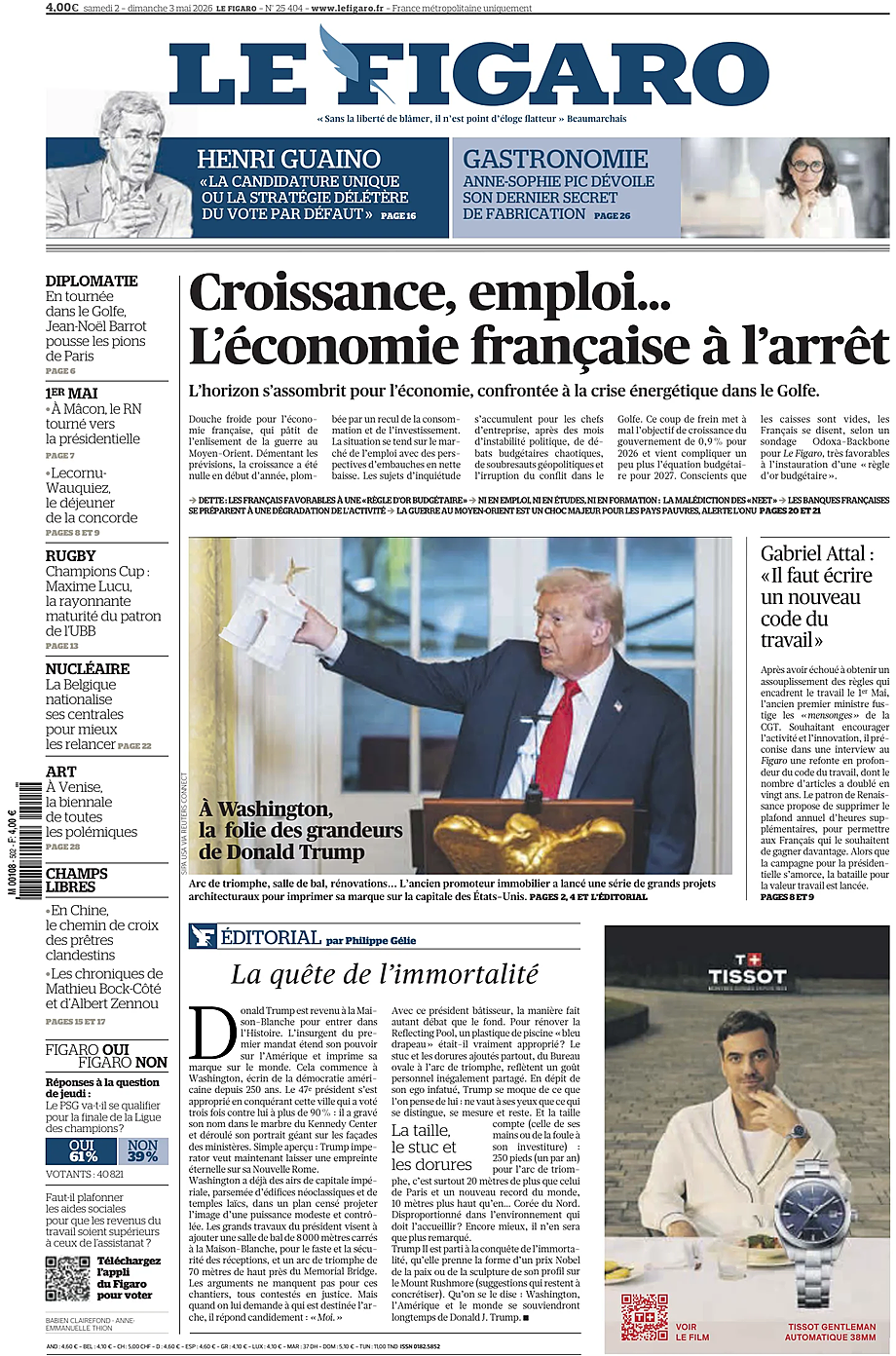 Portada Le Figaro de hoy - Quiosco 2 mayo 2026