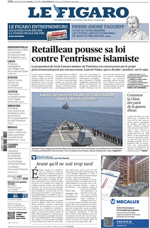 Prima pagina Le Figaro di oggi - Quotidiano estero