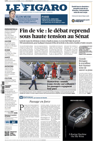 Prima pagina Le Figaro di oggi - Quotidiano estero