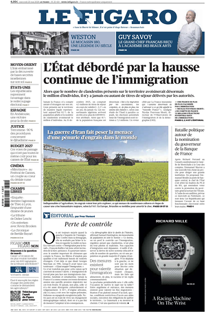 Prima pagina Le Figaro di oggi - Quotidiano estero