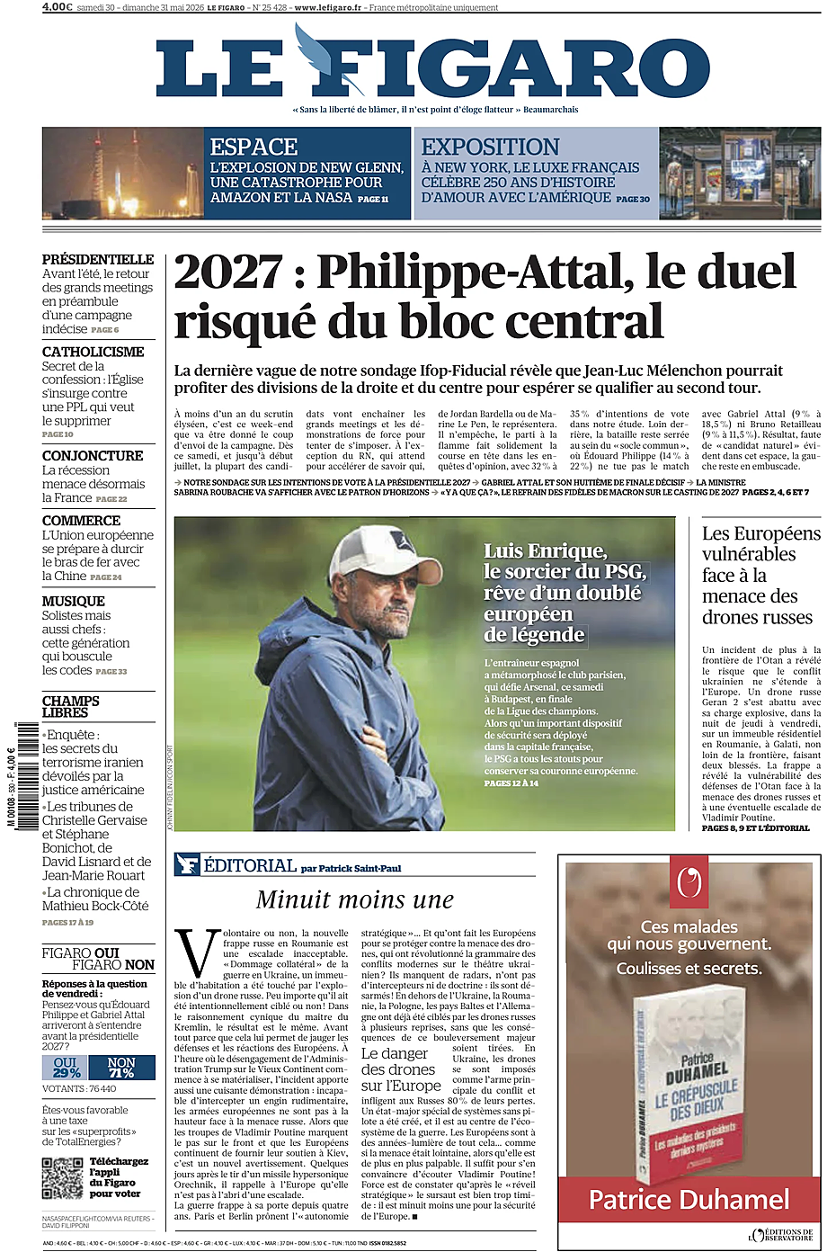 Prima pagina Le Figaro di oggi - Edicola 30 Maggio 2026