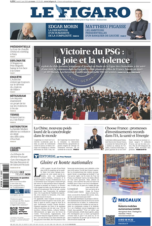 Prima pagina Le Figaro di oggi - Quotidiano estero