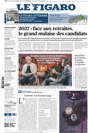 Prima pagina Le Figaro di oggi - Quotidiano estero