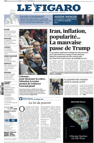 Prima pagina Le Figaro di oggi - Quotidiano estero