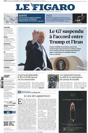 Prima pagina Le Figaro di oggi - Quotidiano estero