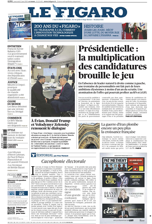 Prima pagina Le Figaro di oggi - Quotidiano estero
