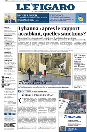 Prima pagina Le Figaro di oggi - Quotidiano estero