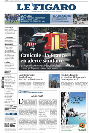 Prima pagina Le Figaro di oggi - Quotidiano estero