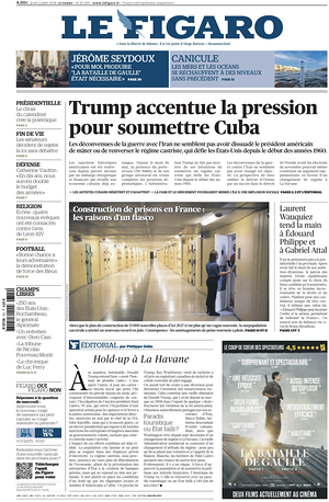 Prima pagina Le Figaro di oggi - Quotidiano estero