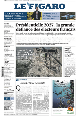 Prima pagina Le Figaro di oggi - Quotidiano estero