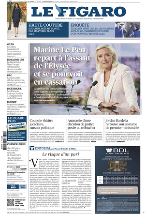 Prima pagina Le Figaro di oggi - Quotidiano estero