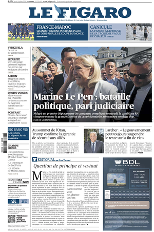 Prima pagina Le Figaro di oggi - Quotidiano estero