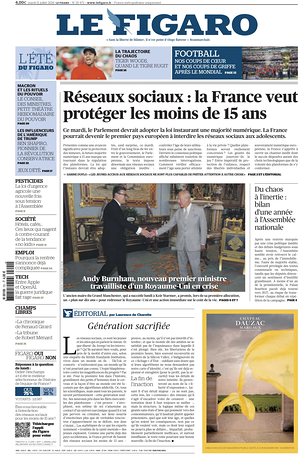 Prima pagina Le Figaro di oggi - Quotidiano estero