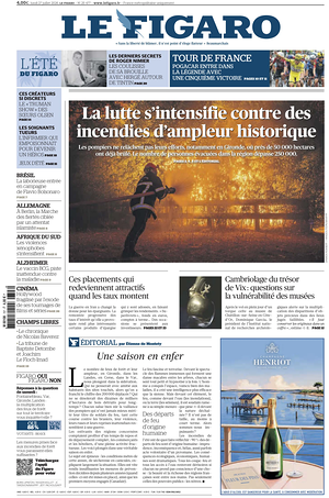 Prima pagina Le Figaro di oggi - Quotidiano estero