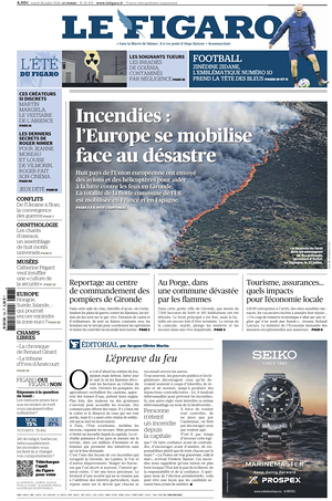 Prima pagina Le Figaro di oggi - Quotidiano estero