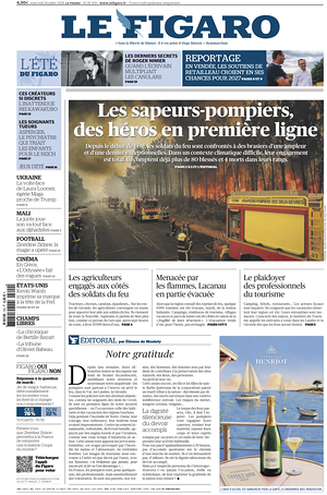 Prima pagina Le Figaro di oggi - Quotidiano estero