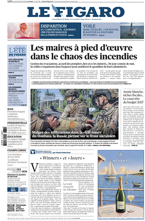 Prima pagina Le Figaro di oggi - Quotidiano estero