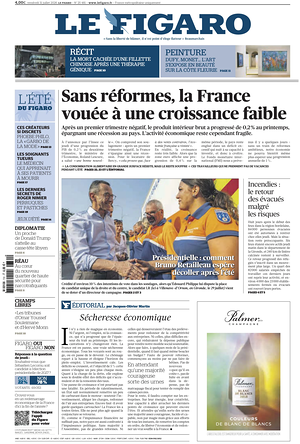 Prima pagina Le Figaro di oggi - Quotidiano estero