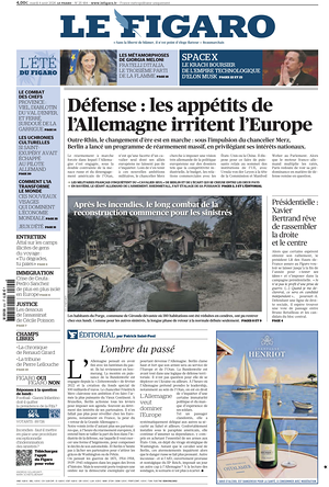 Prima pagina Le Figaro di oggi - Quotidiano estero