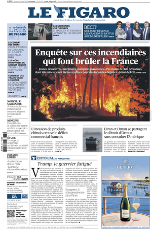 Prima pagina Le Figaro di oggi - Quotidiano estero